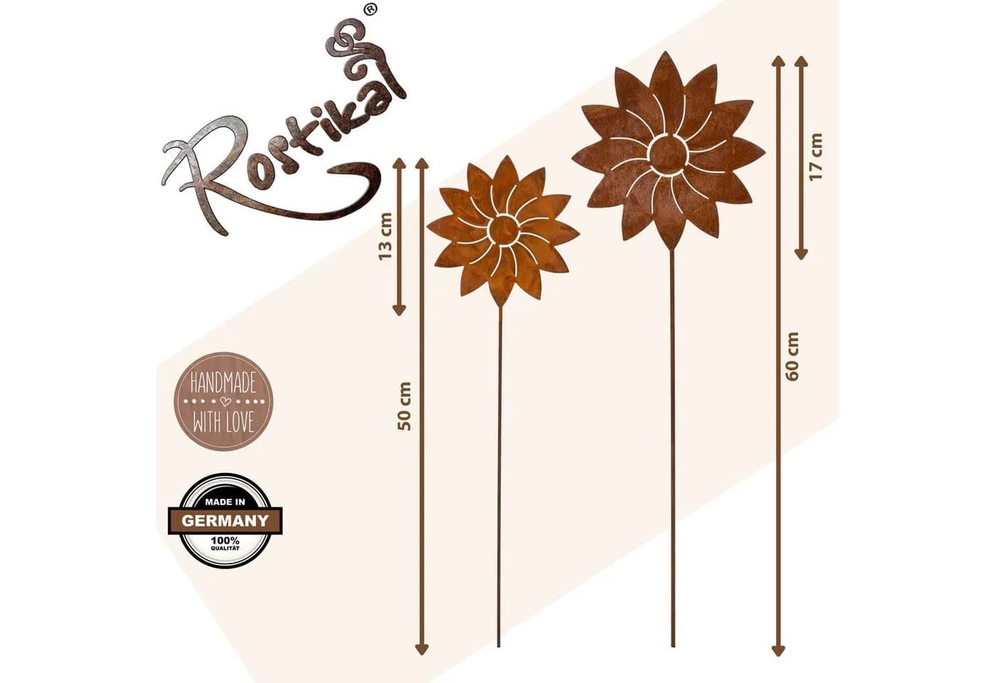 Rostikal Gartenstecker Blumen Edelrost Metall Deko