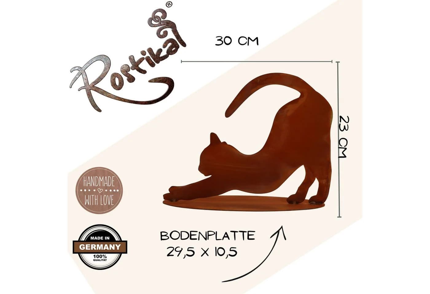 Rostikal Gartenfigur Katze 23×30 cm – Gartenfigur aus Cortenstahl, wetterfest & handgemacht