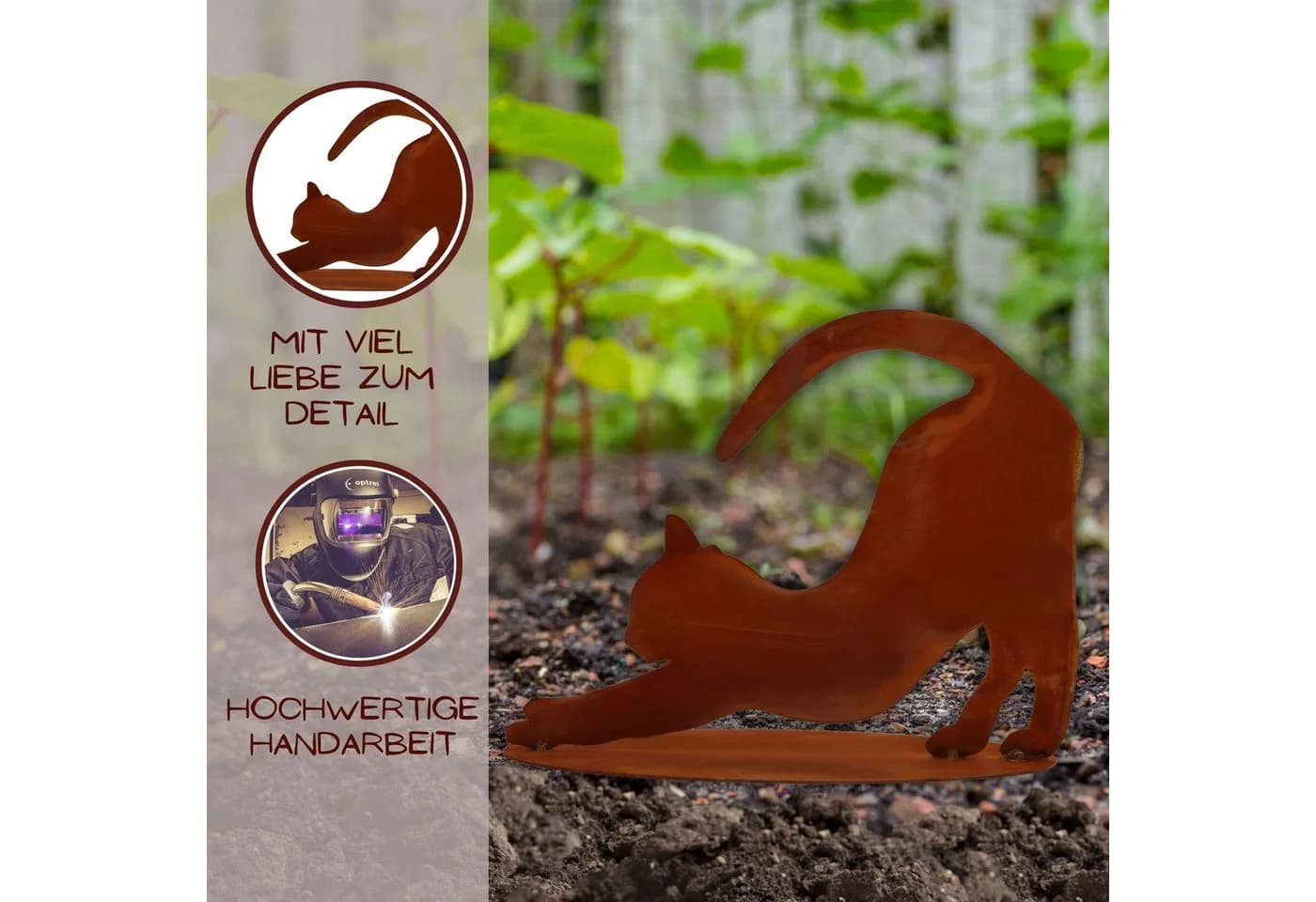 Rostikal Gartenfigur Katze 23×30 cm – Gartenfigur aus Cortenstahl, wetterfest & handgemacht - Bild 4