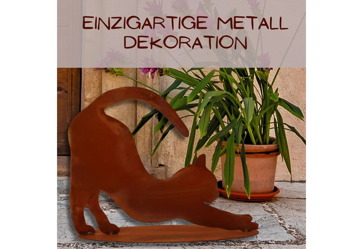 Rostikal Gartenfigur Katze 23×30 cm – Gartenfigur aus Cortenstahl, wetterfest & handgemacht - Bild 5