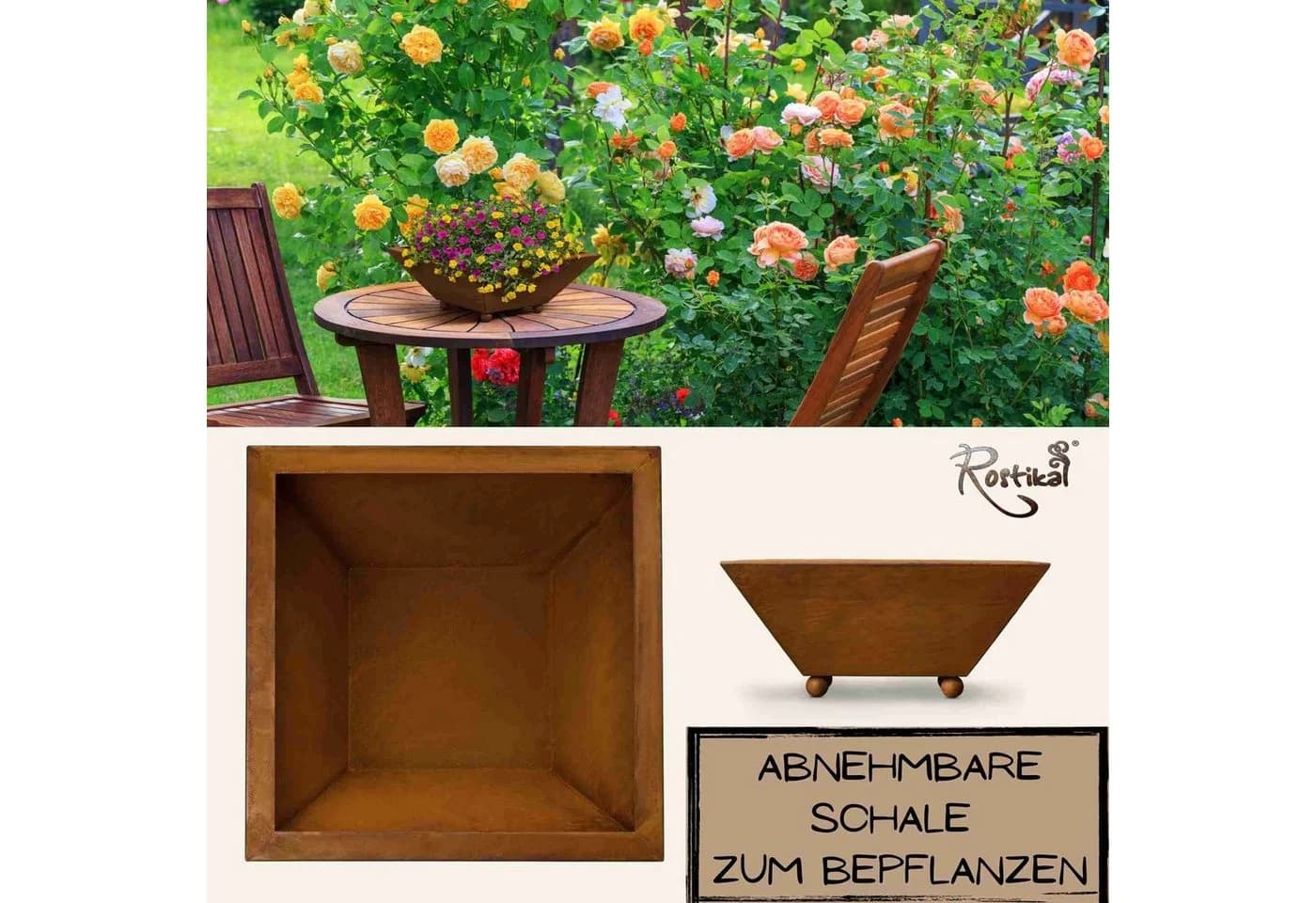 Rostikal Blumenständer Blume des Lebens Deko Säule Garten Pflanzschale - Bild 5
