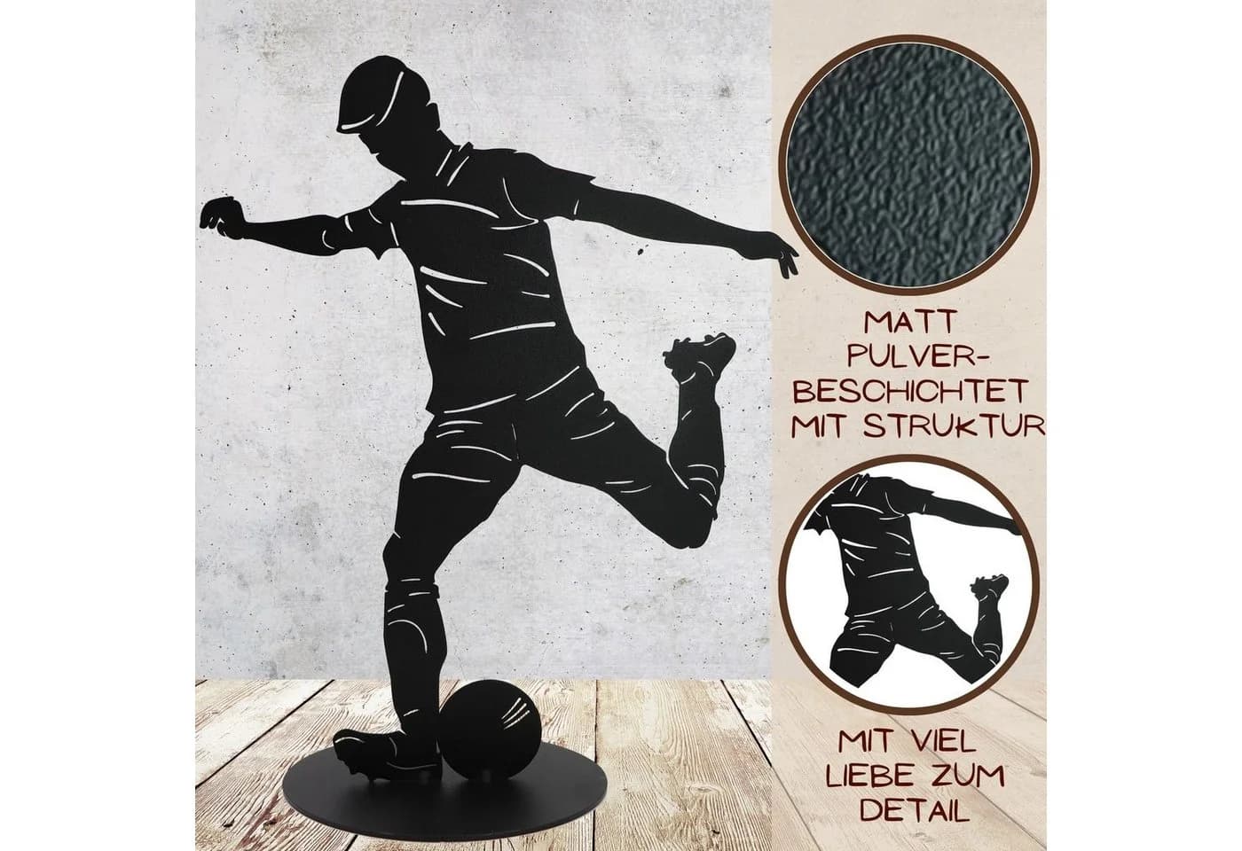 Rostikal Dekofigur Fußballspieler 40 cm Schwarz - Bild 3