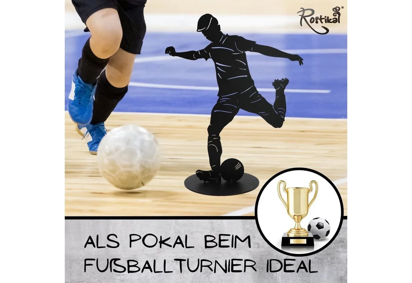 Rostikal Dekofigur Fußballspieler 40 cm Schwarz - Bild 5