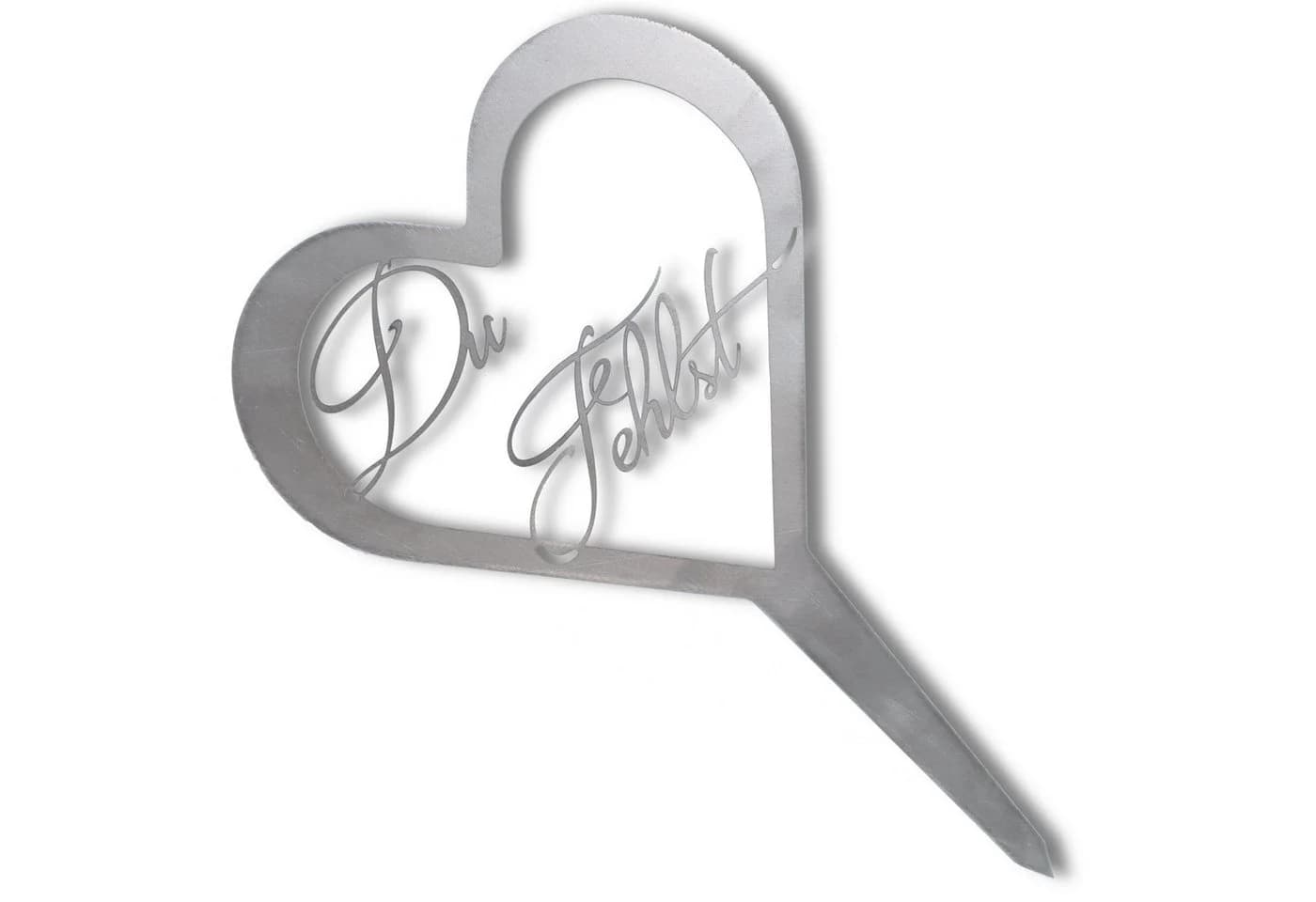 Rostikal Grabschmuck Herz Metallschild mit Gravur Du Fehlst / Unvergessen - Bild 2