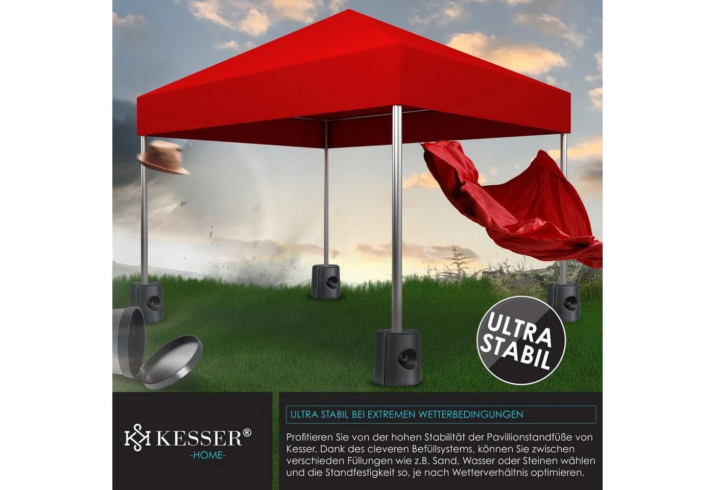 KESSER Pavillonstandfüße 4er Set Schwarz HDPE - Bild 3