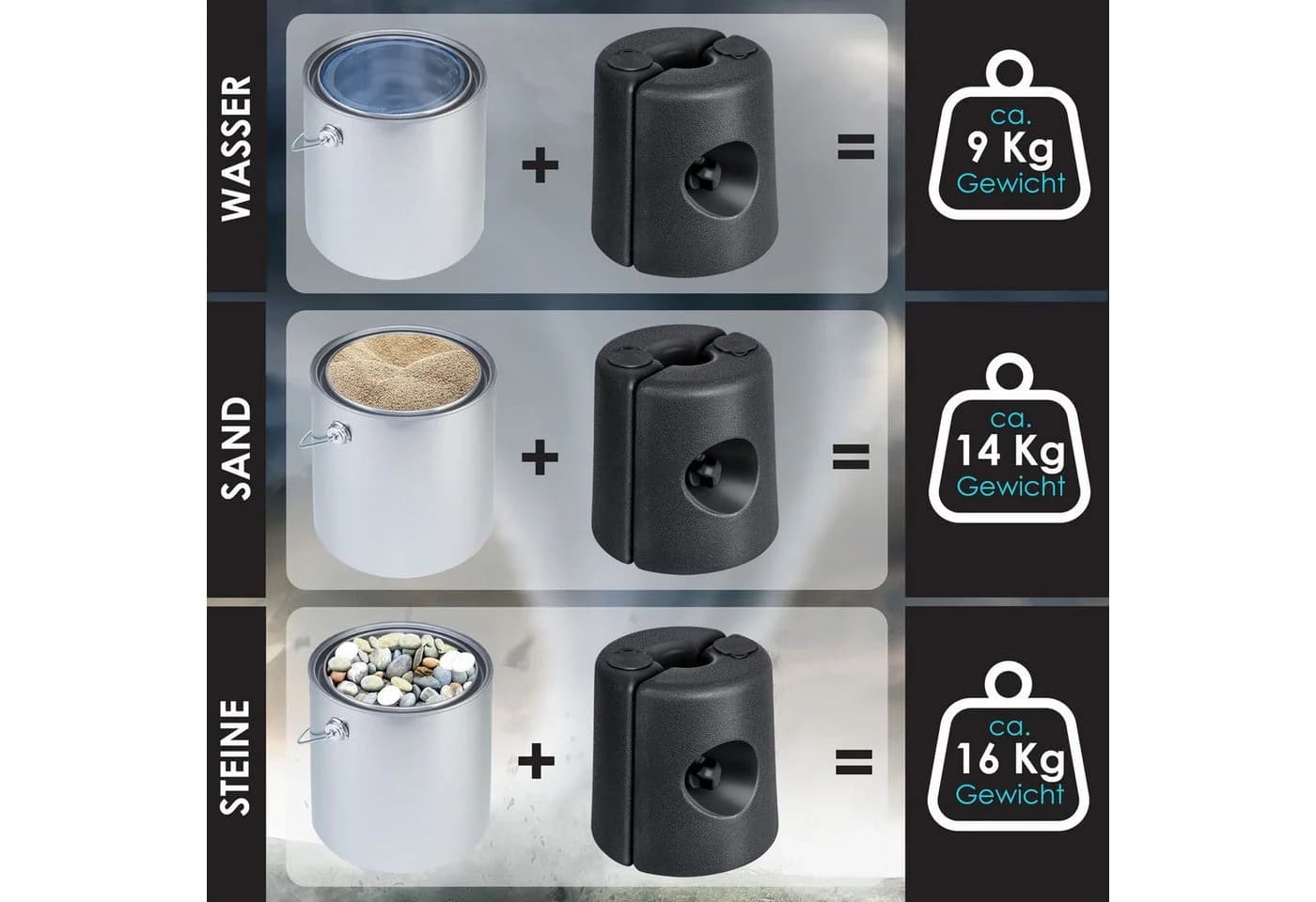 KESSER Pavillonstandfüße 4er Set Schwarz HDPE - Bild 4