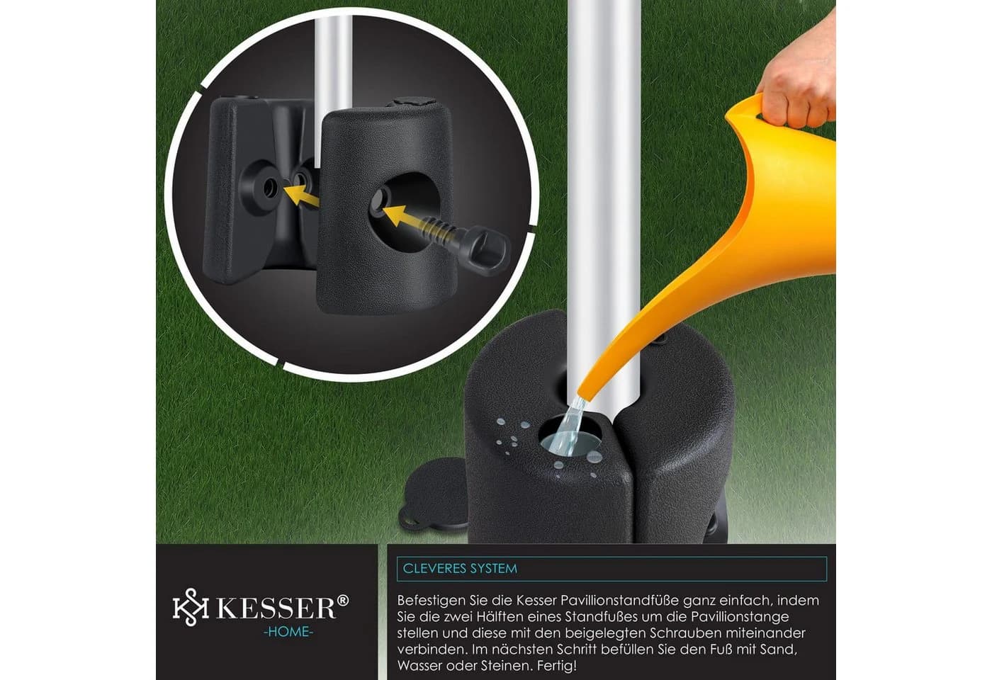 KESSER Pavillonstandfüße 4er Set Schwarz HDPE - Bild 5