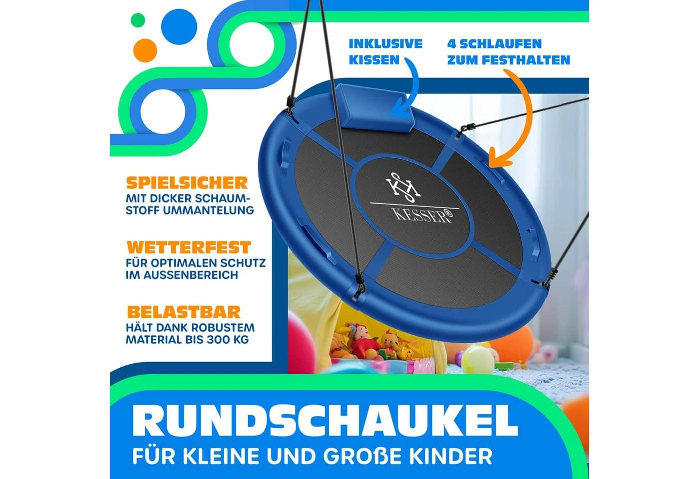 KESSER Nestschaukel Rundschaukel Indoor Outdoor Verstellbar