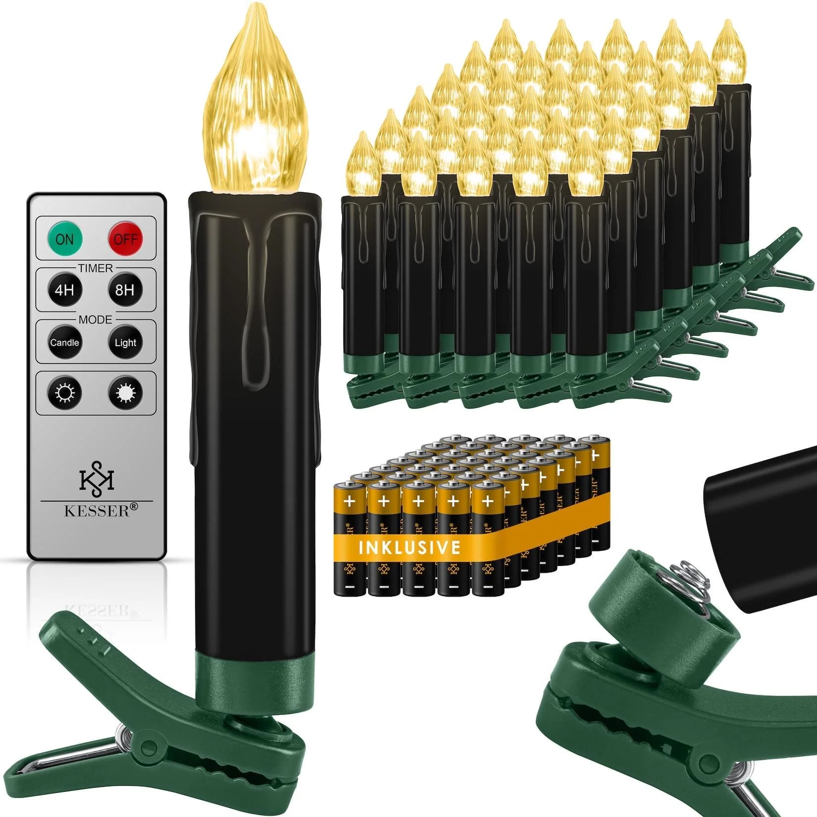 KESSER® Weihnachtsbaumkerzen 20 LED Warmweiß mit Fernbedienung