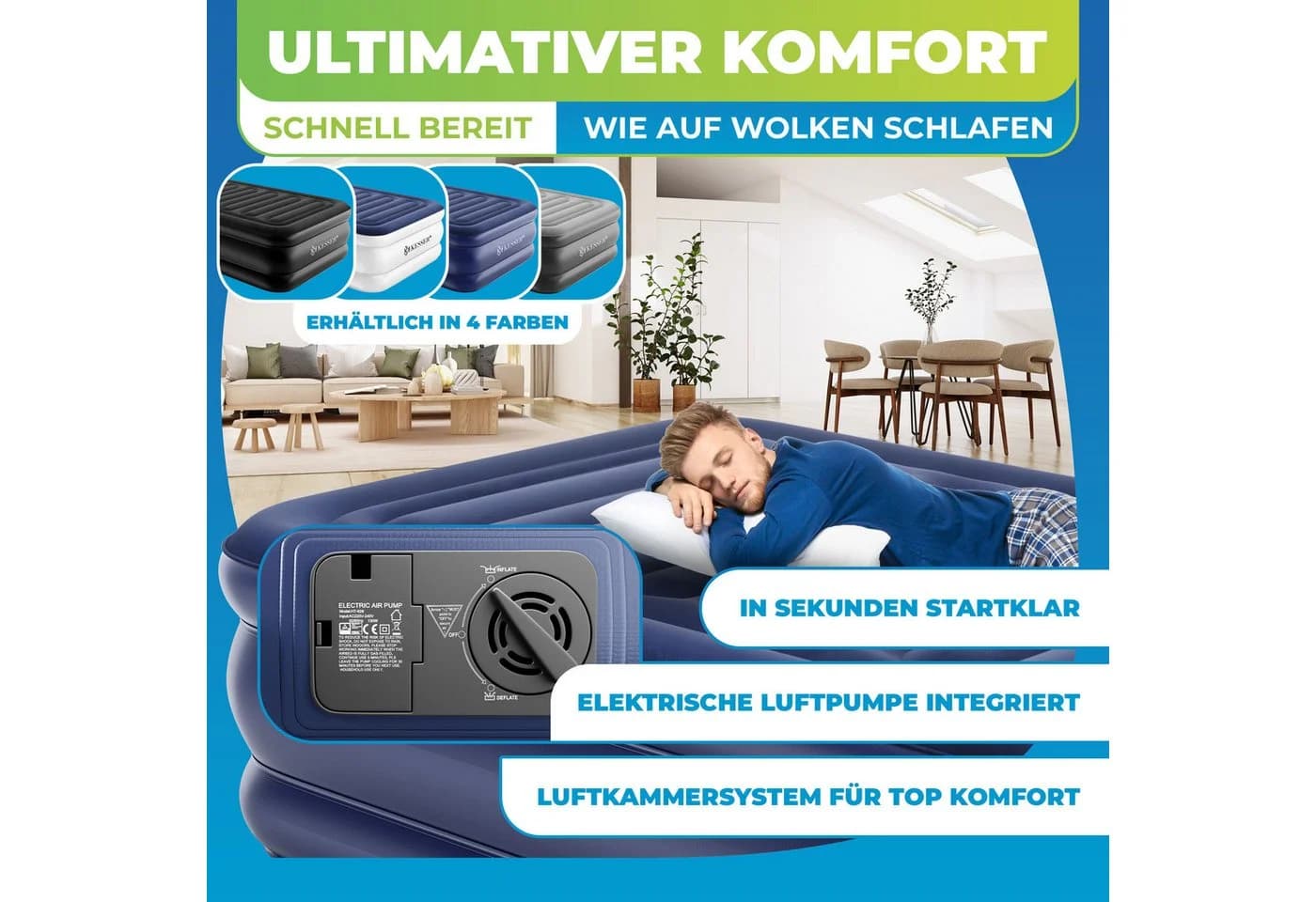 KESSER Luftbett Aufblasbare Matratze mit Elektropumpe - Bild 3