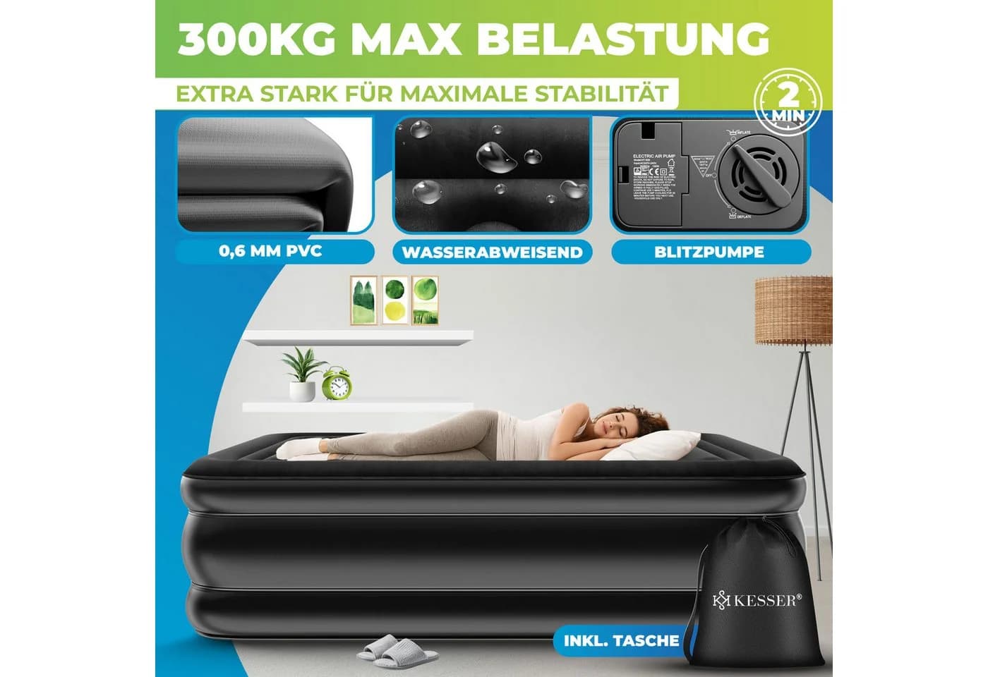 KESSER Aufblasbare Matratze mit elektrischer Pumpe Schwarz - Bild 4