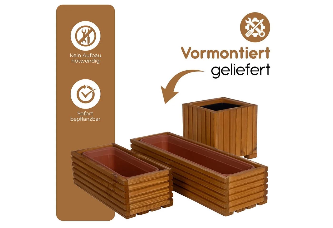 BooGardi Pflanzkübel Balkonkasten Dunkelbraun mit Kunststoffeinsatz - Bild 5