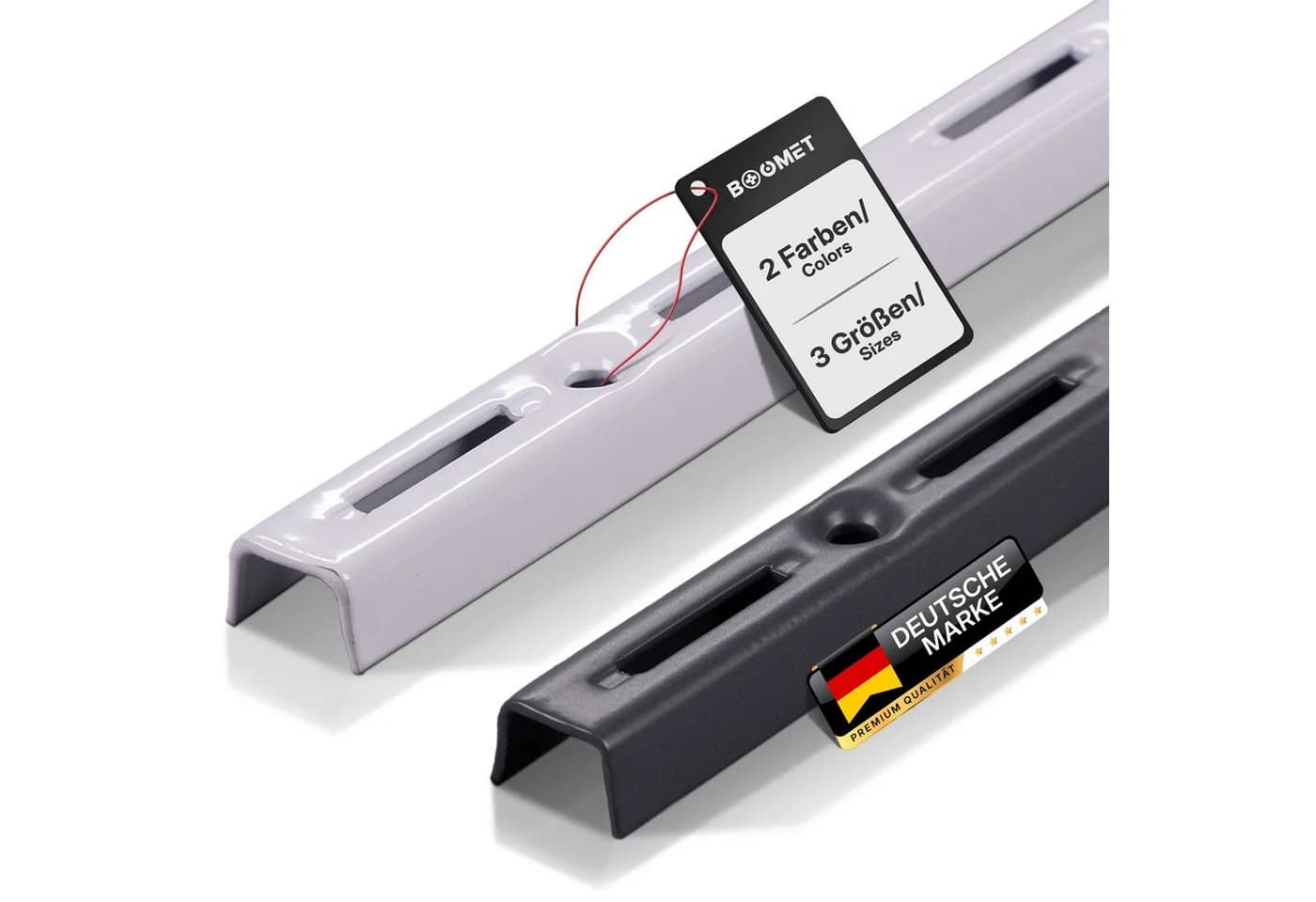 BOOMET Wandregalhalter Wandschienen für Regalsystem 1-reihig, 2-tlg. Weiß - Bild 2