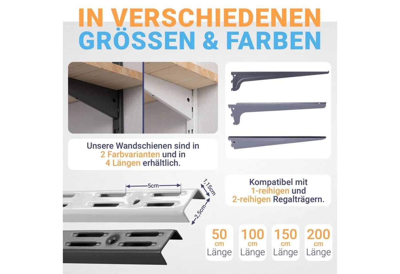 Wandregalhalter Metall Anthrazit Modern