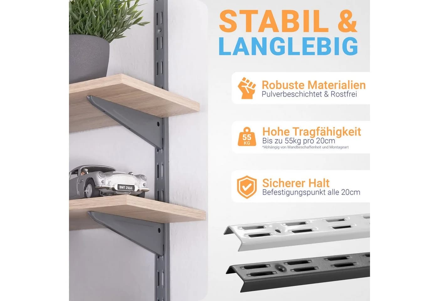 Wandregalhalter Metall Anthrazit Modern - Bild 3