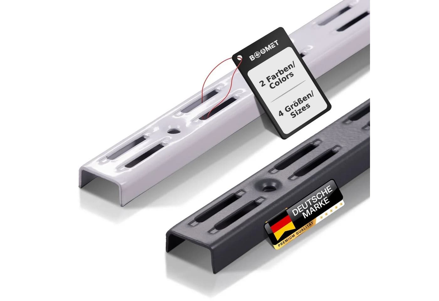 BOOMET Wandregalhalter Wandschienen für Regalsystem 2-reihig Weiß - Bild 2