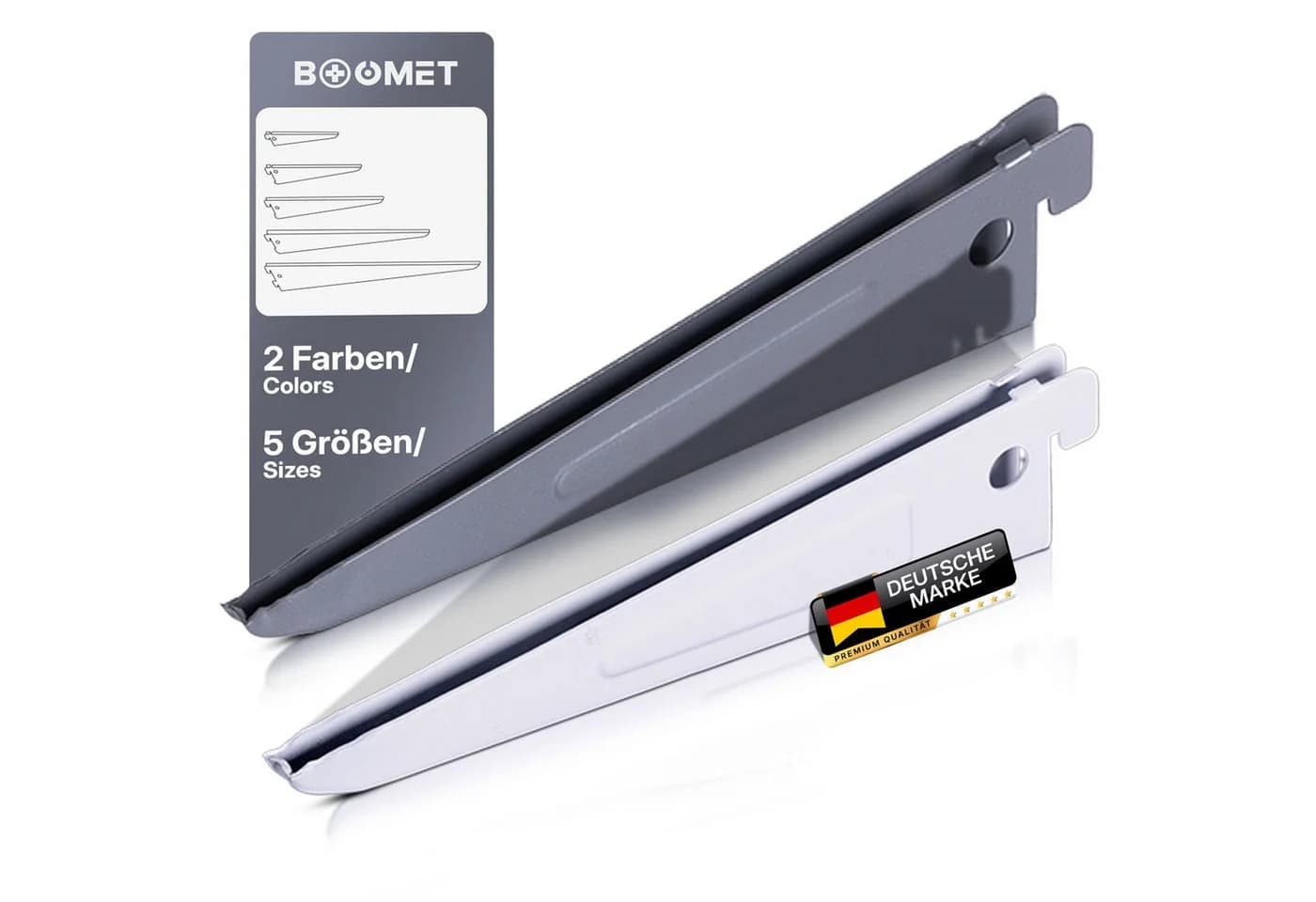 BOOMET Wandregalhalter 2-reihig Regalträger Weiß 22cm - Bild 2