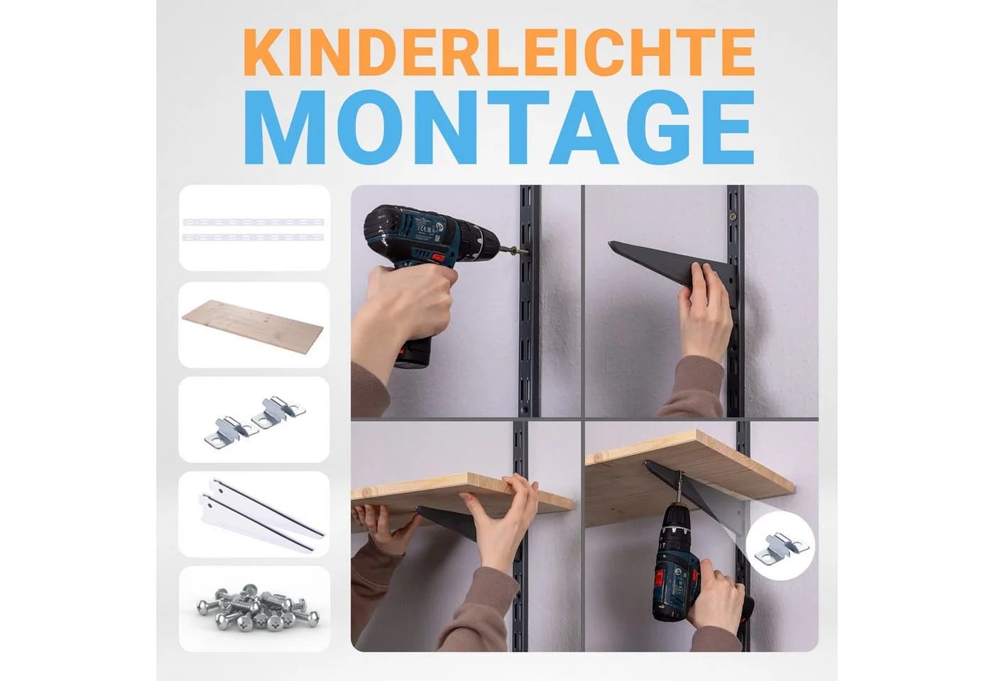 BOOMET Wandregal-System Metall mit Fichtenböden - Bild 4