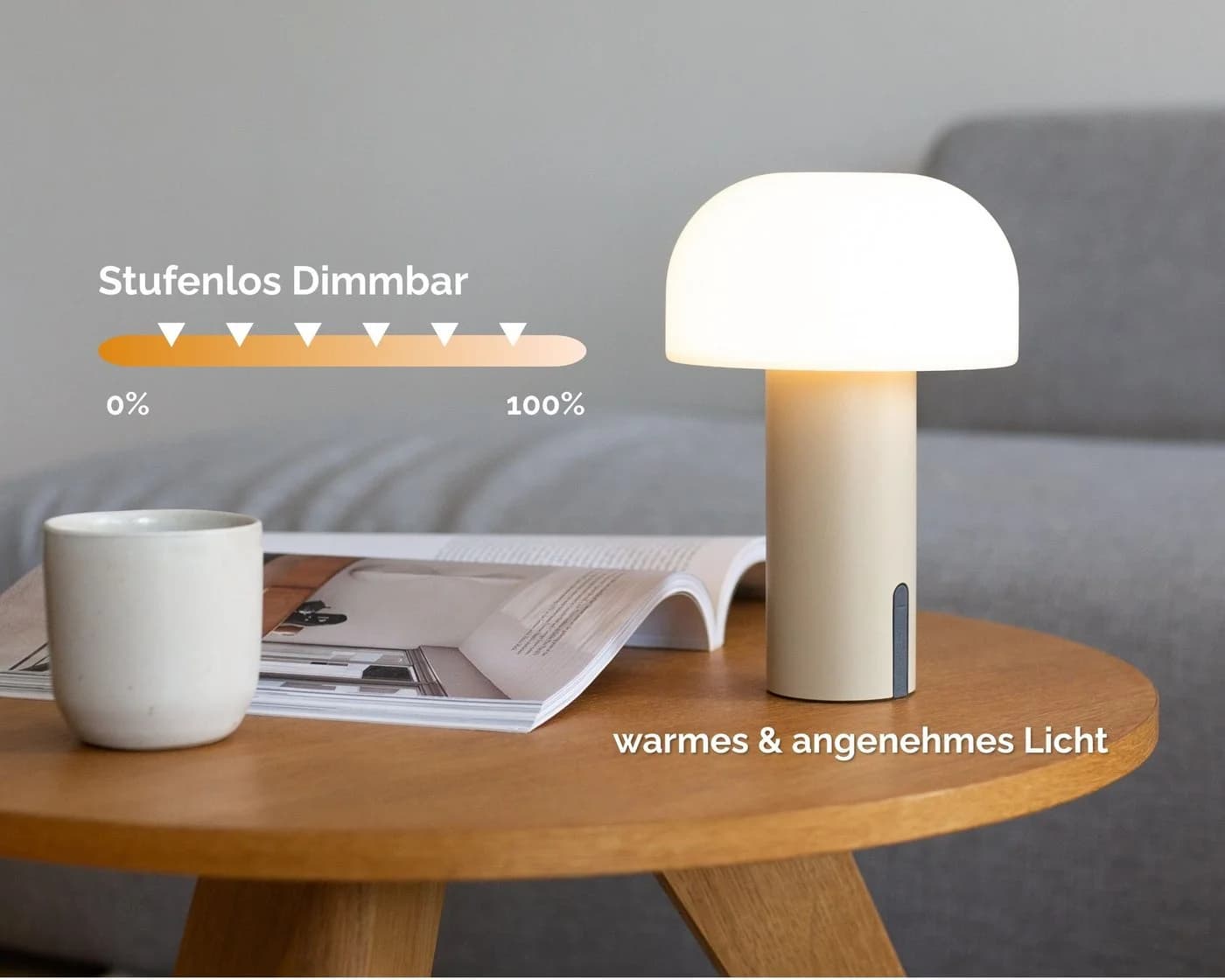 LUUK Studio LED Tischleuchte Beige Kabellos Dimmbar - Bild 2