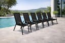 Mojowo Armlehnstuhl 6er Set Anthrazit Metall Stapelstuhl Outdoor Bild 1