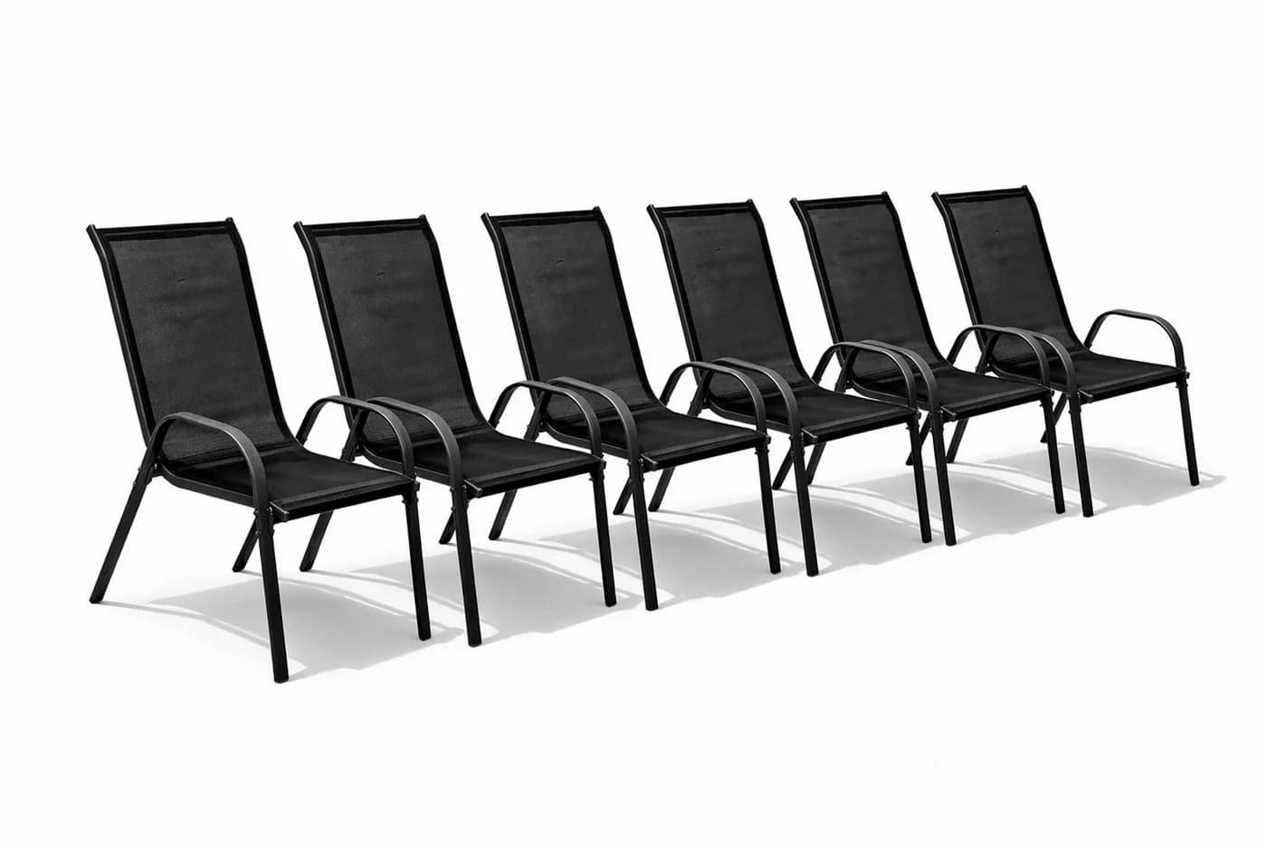 Mojowo Armlehnstuhl 6er Set Anthrazit Metall Stapelstuhl Outdoor - Bild 2