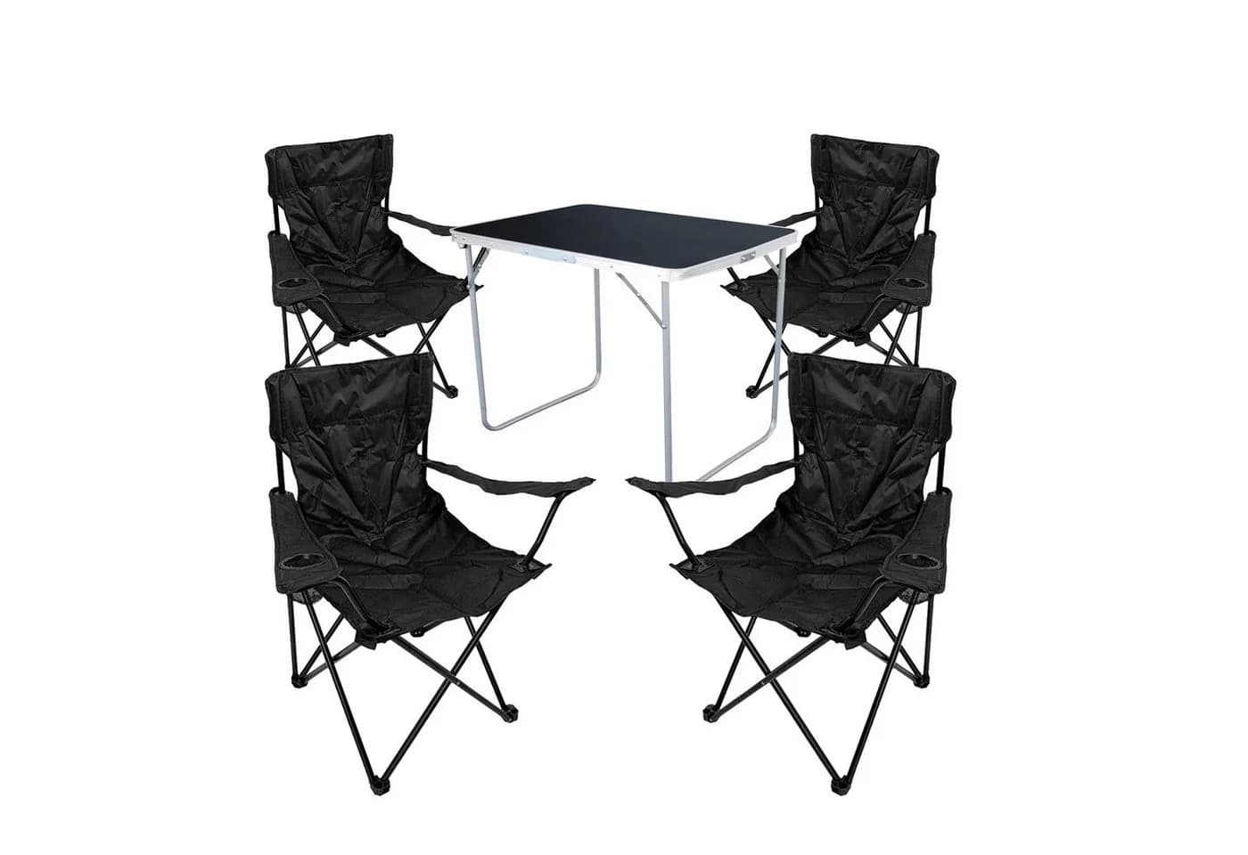 Mojawo Essgruppe 5-tlg Camping Set Schwarz Aluminium Stahl - Bild 2