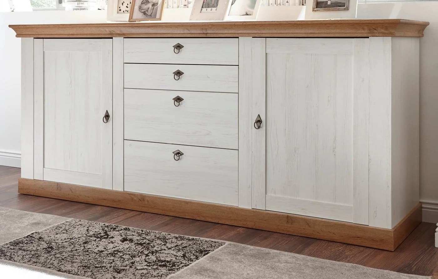 Furn.Design Sideboard Hemsby Landhausstil Weiß Eiche Dekor - Bild 2