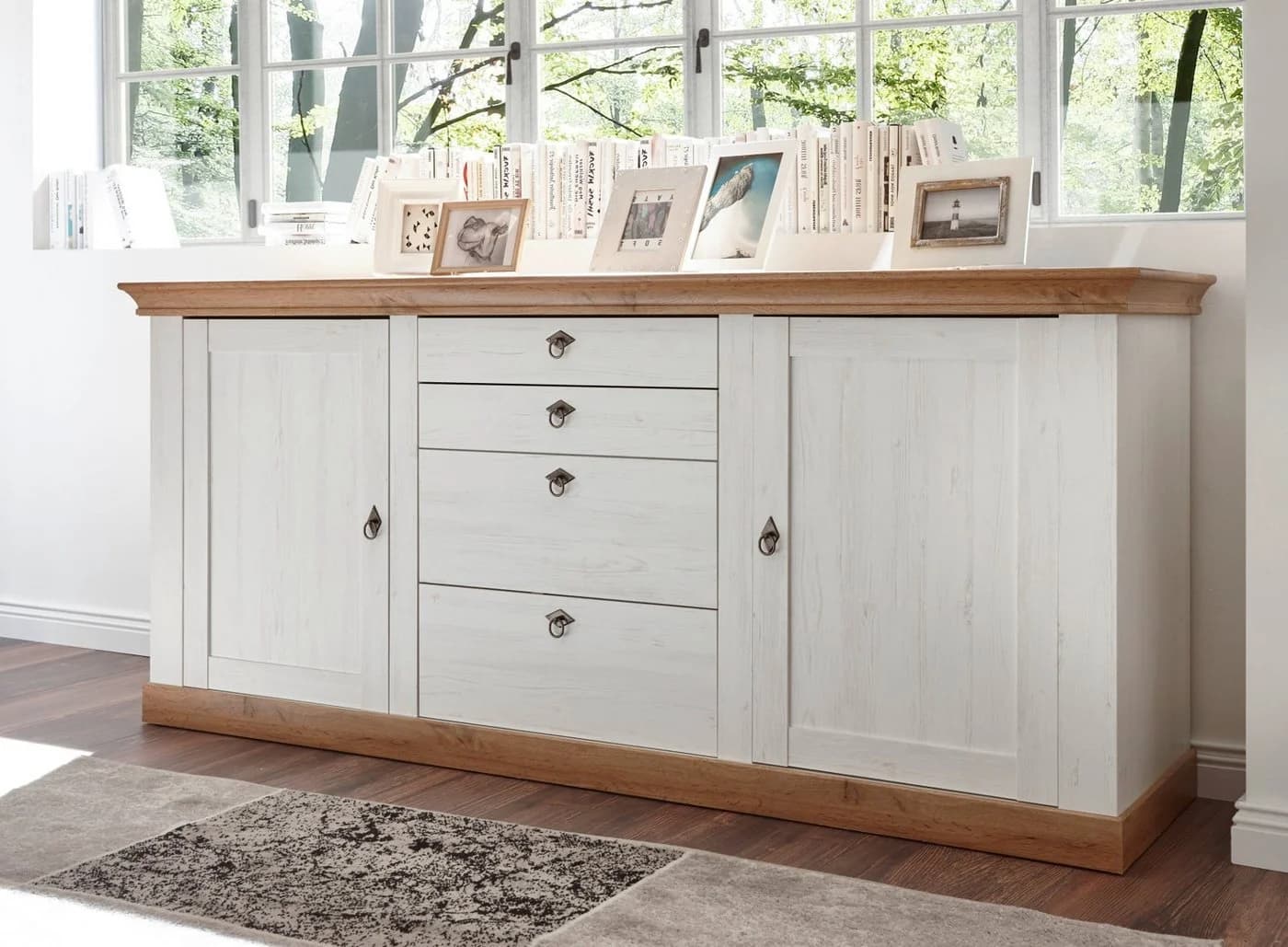 Furn.Design Sideboard Hemsby Landhausstil Weiß Eiche Dekor - Bild 5
