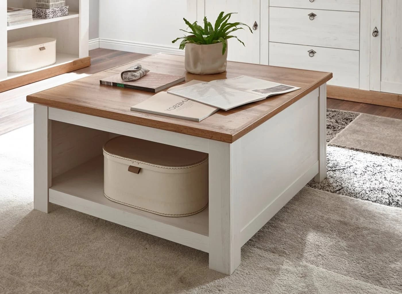 Furn.Design Couchtisch Hemsby Weiß/Eiche mit Truhenfach - Bild 5