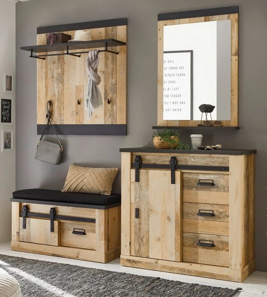 Furn.Design Garderoben-Set Stove Flurgarderobe 5-teilig Used Wood hell - Bild 2