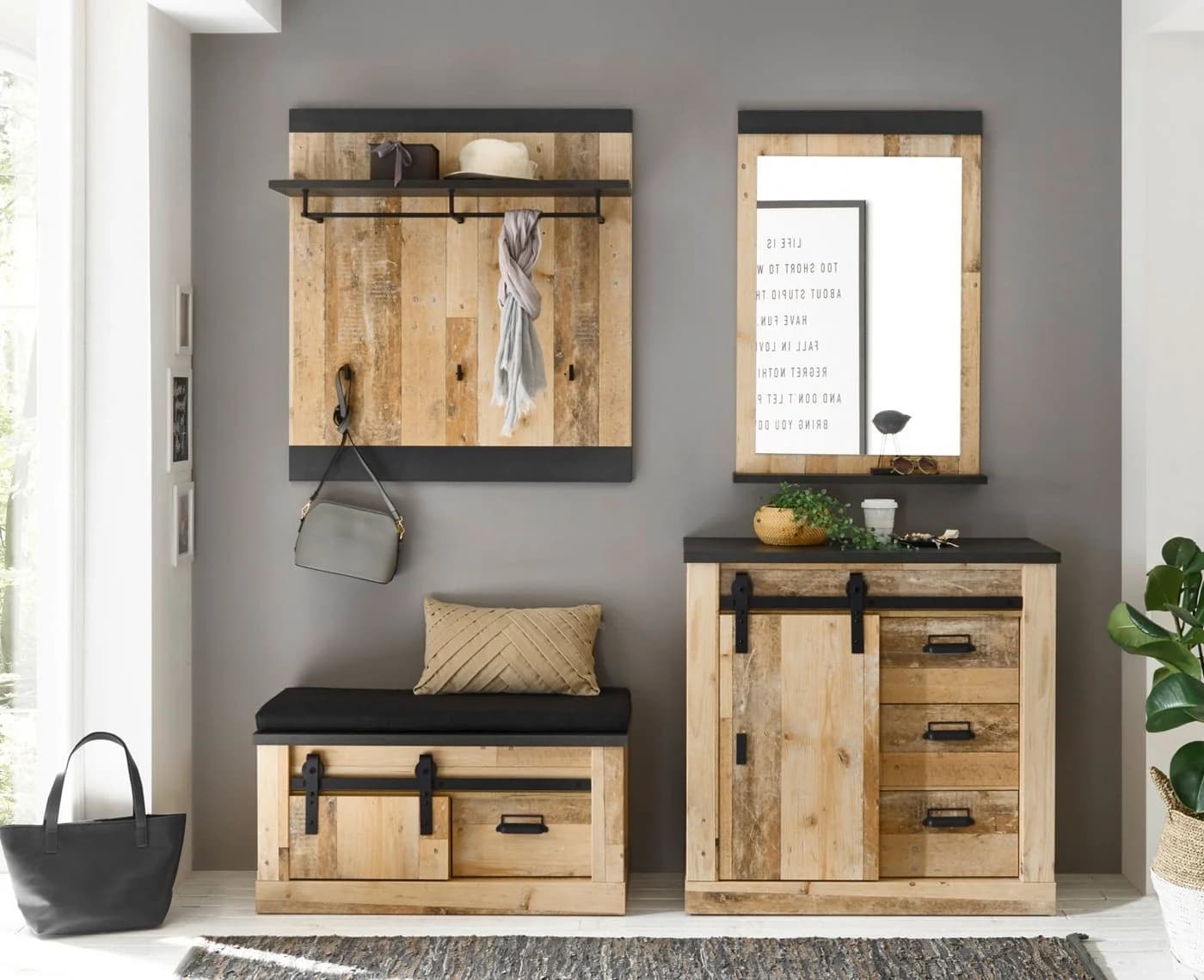 Furn.Design Garderoben-Set Stove Flurgarderobe 5-teilig Used Wood hell - Bild 5