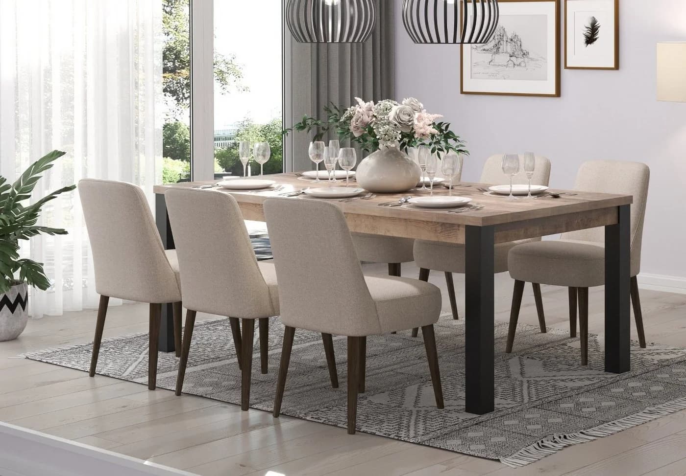 trendteam Esstisch Emile Eiche Tabak Schwarz Modern - Bild 3