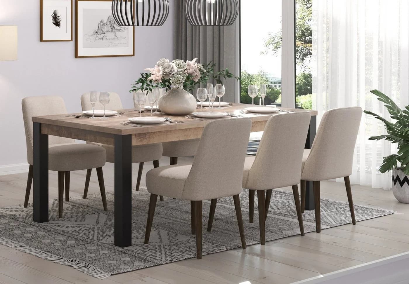 trendteam Esstisch Emile Eiche Tabak Schwarz Modern - Bild 5