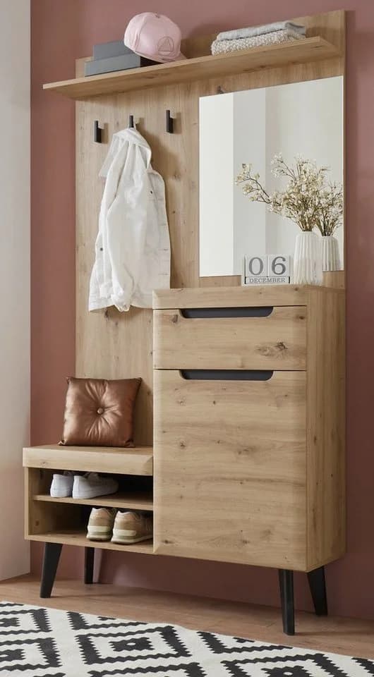 Furn.Design Kompaktgarderobe Ronson Eiche Artisan Schwarz - Bild 2