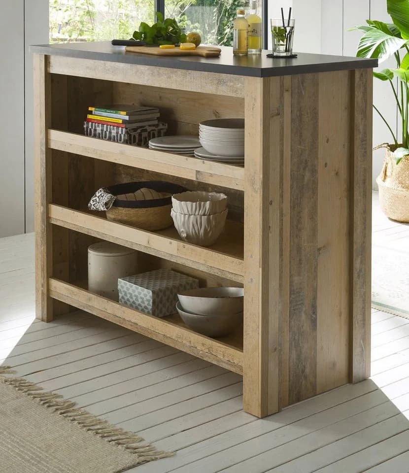 Furn.Design Barschrank Stove Küchentheke Used Wood Anthrazit