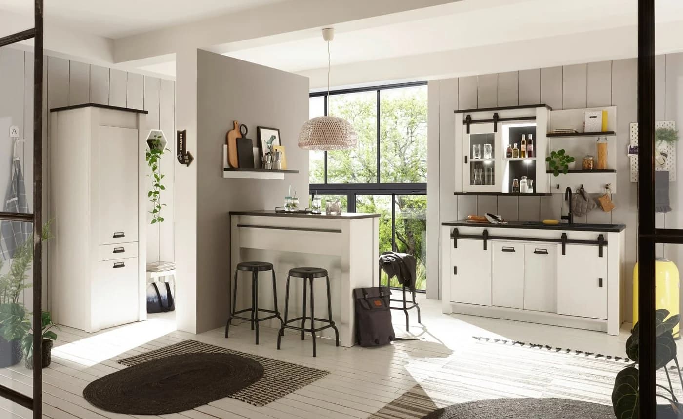 Furn.Design Barschrank Stove Küchentheke weiß Pinie Landhaus - Bild 5
