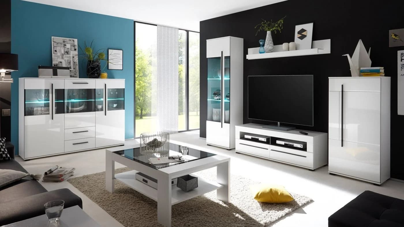 Furn.Design Wohnwand Design-D 4-teilig Weiß Hochglanz mit Soft-Close - Bild 5