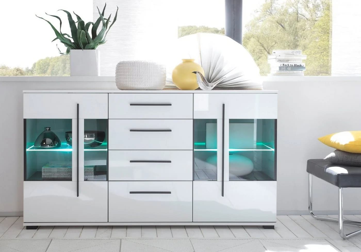 Furn.Design Sideboard Design-D Weiß Hochglanz mit Soft-Close - Bild 4
