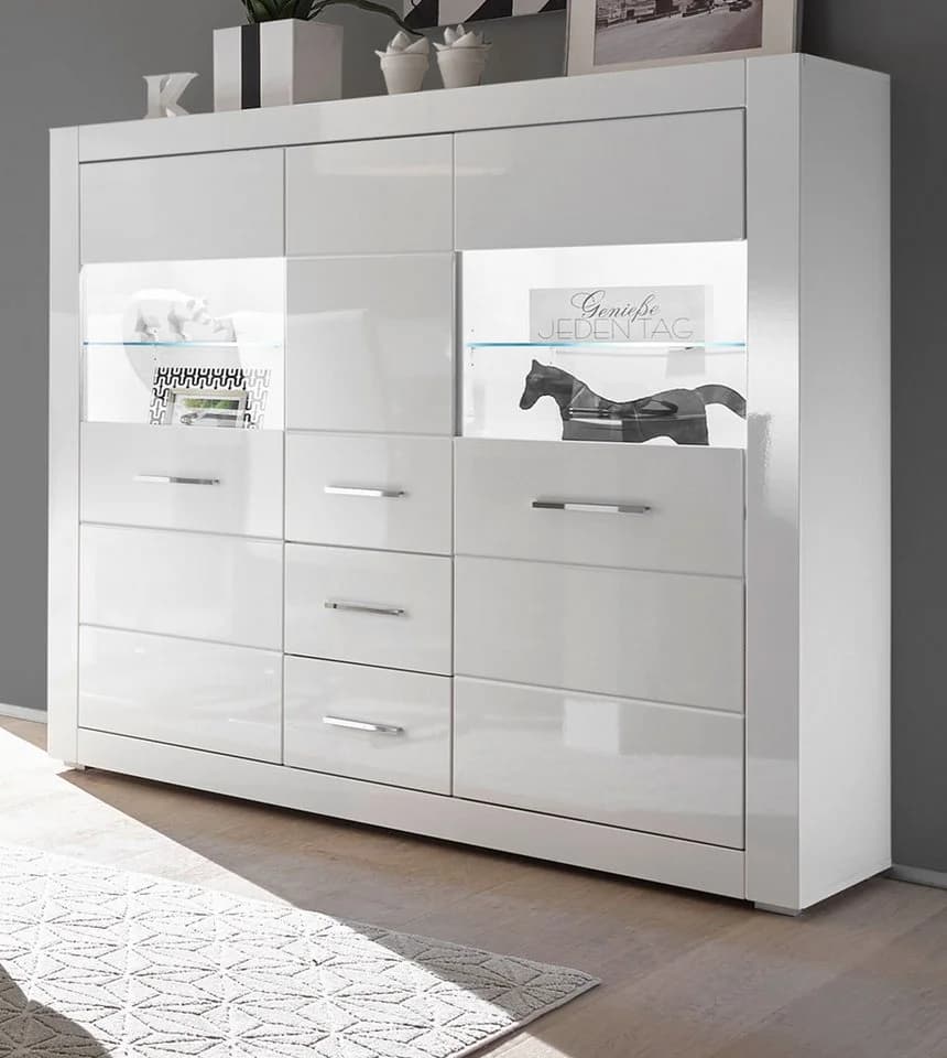 Furn.Design Highboard Carrara Weiß Hochglanz Viel Stauraum - Bild 2