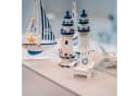 Flanacom Badaccessoires-Sets Maritime Badezimmer Deko Holz 3er Set Leuchtturm Segel-Schiff Strand-Stuhl Bild 1
