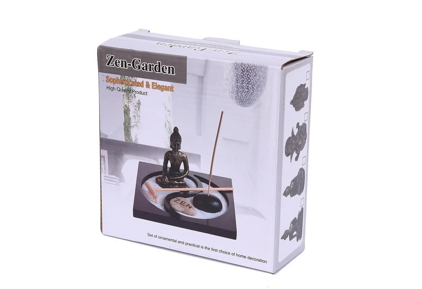 Flanacom Buddhafigur Zen Garten Buddha Figur Räucherstäbchenhalter Set - Bild 5