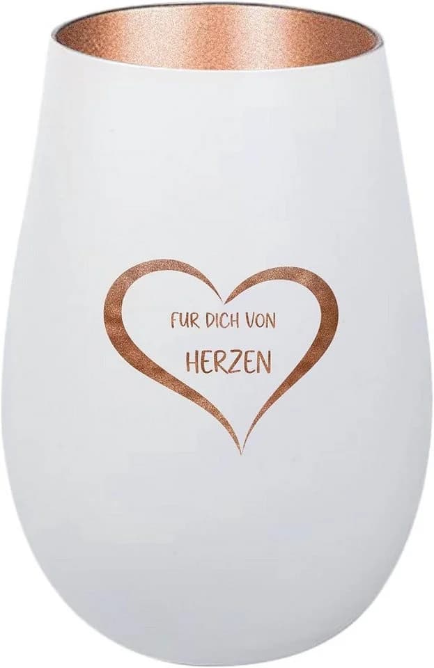 Der Porzellan-Laden Windlicht mit Gravur 'Für dich von Herzen' Weiß/Bronze - Bild 2