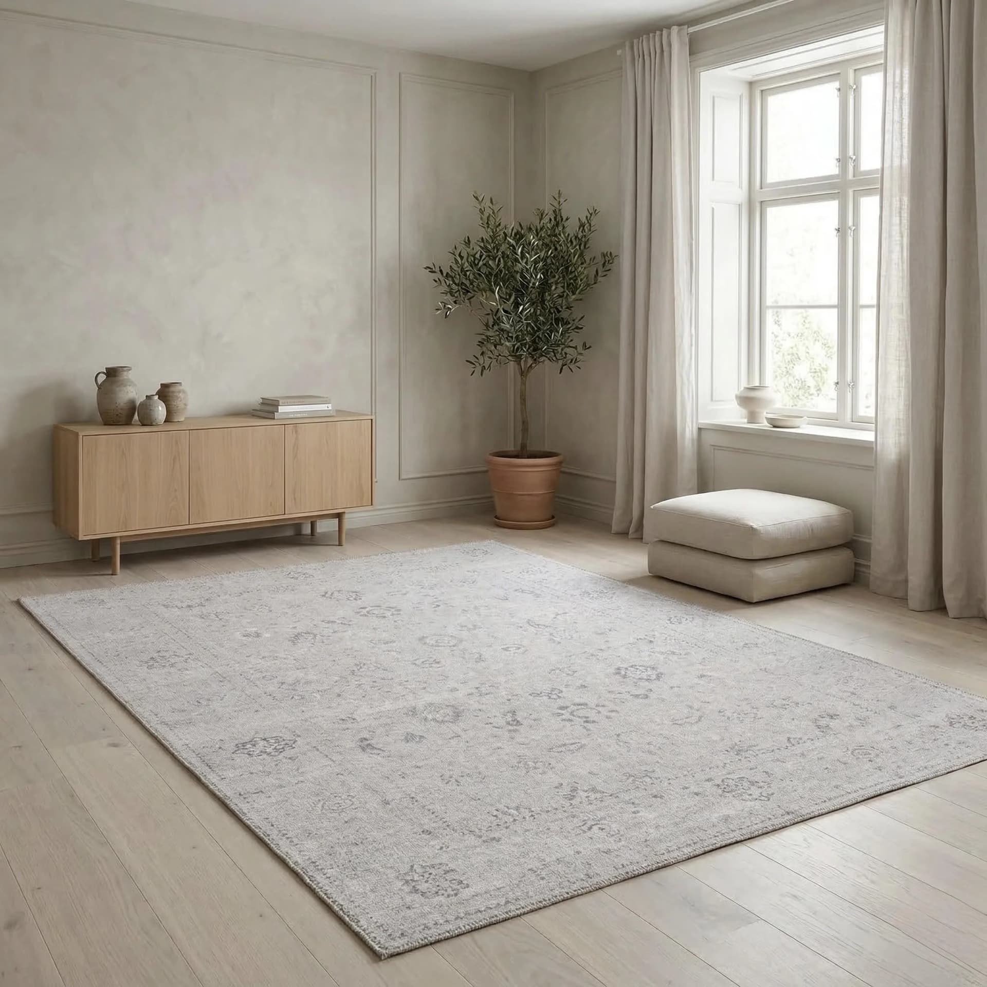 Teppich SEHRAZAT Vintage 3580 Grau Baumwolle Polyester