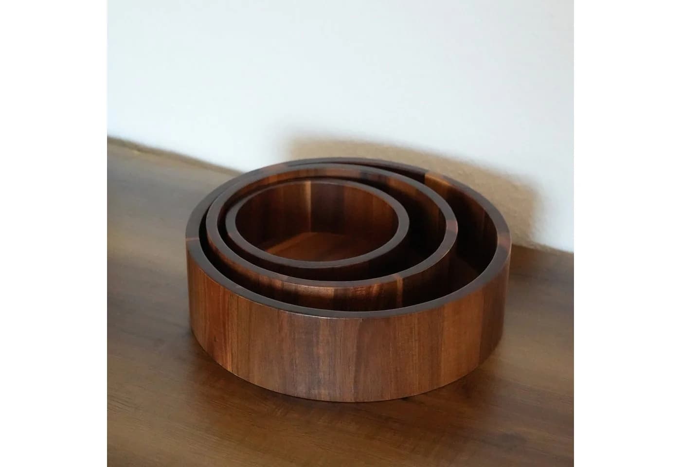 Zoha Dekoschale Akazie Flat Bowl – Dekoschale aus Akazienholz (3 St) - Bild 5