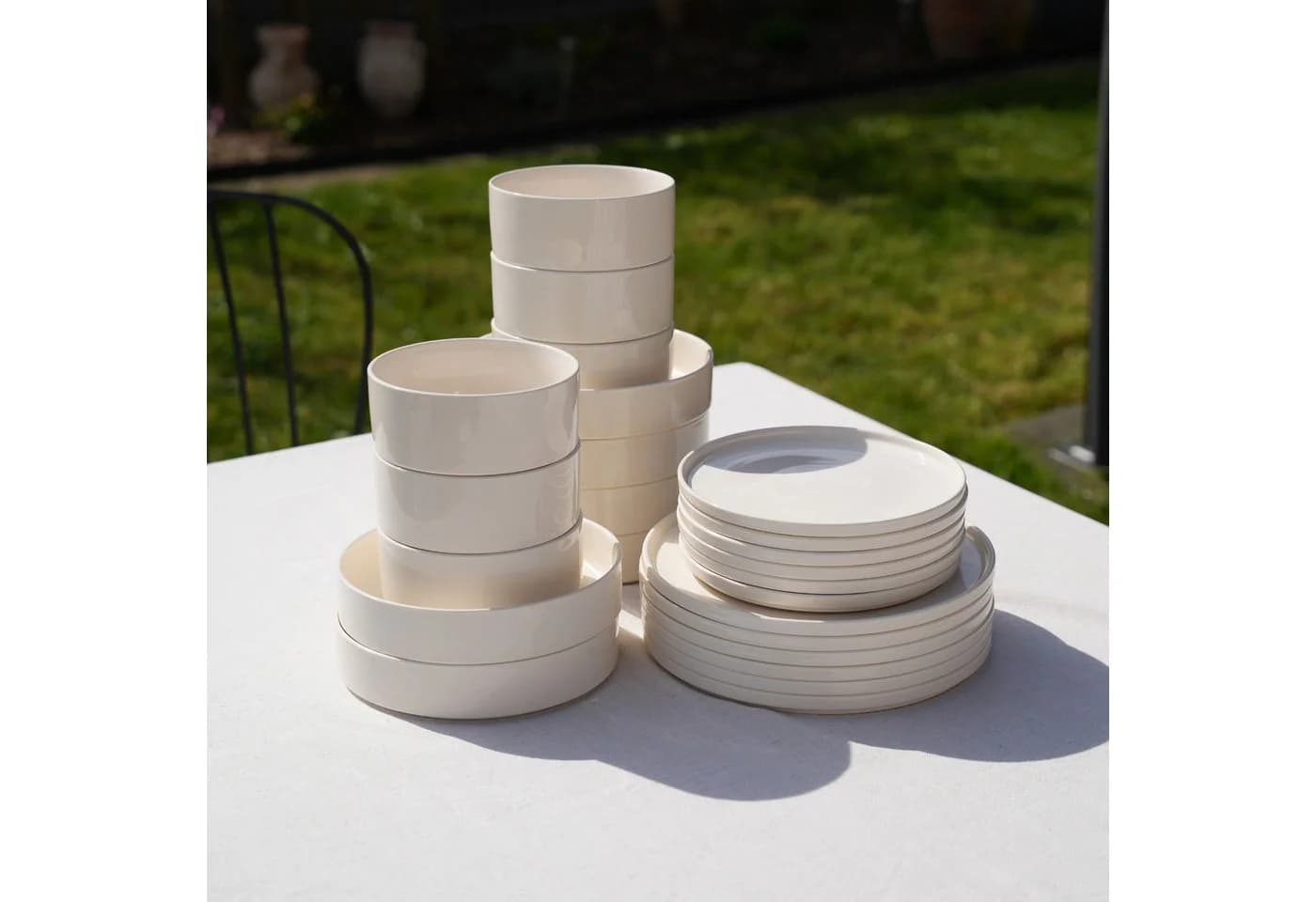 Zoha Geschirr-Set 48-tlg. Beige Gold Porzellan - Bild 2