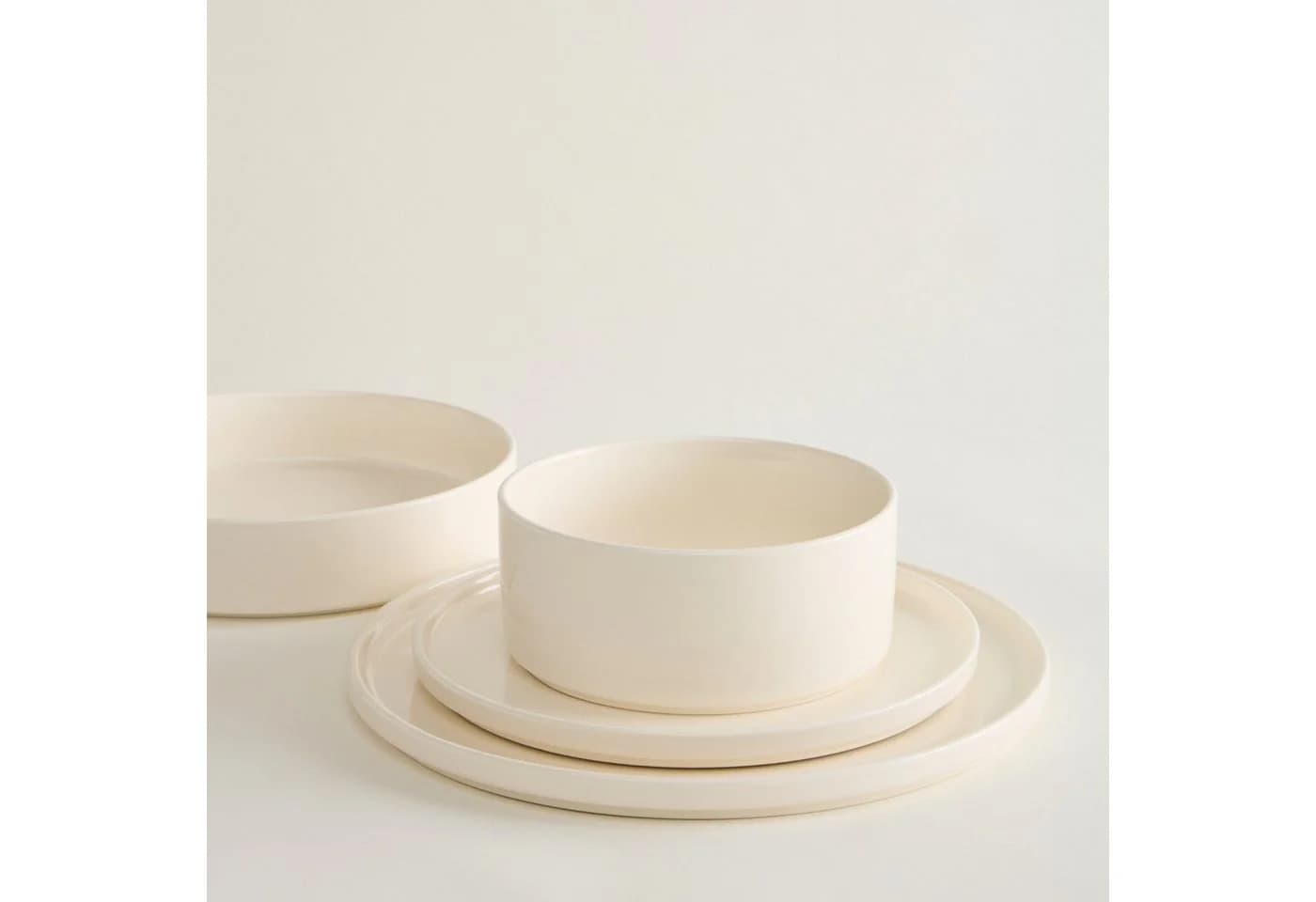 Zoha Geschirr-Set 48-tlg. Beige Gold Porzellan - Bild 3
