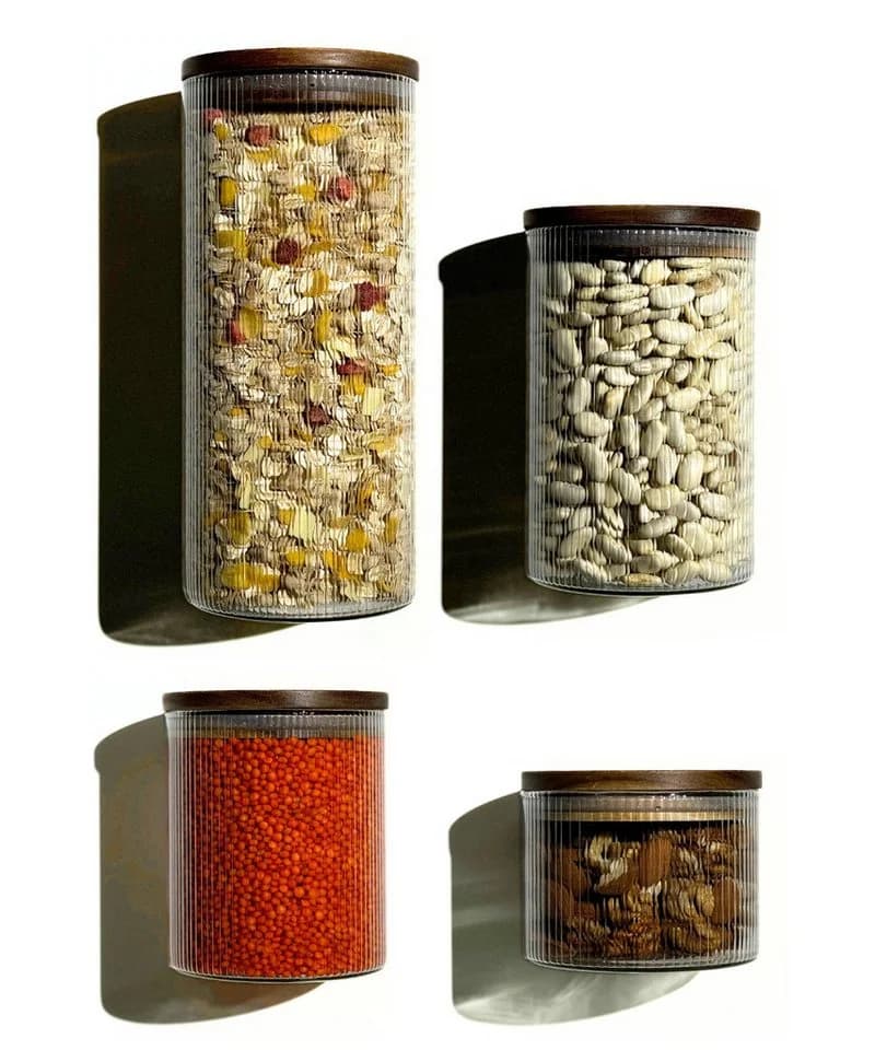 Zoha Vorratsglas-Set 4-tlg. Luftdicht Borosilikatglas mit Akaziendeckel - Bild 2