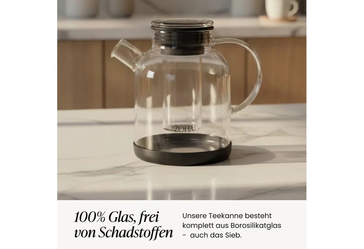 Zoha Glasteekanne mit Sieb 1,5 Liter Transparent
