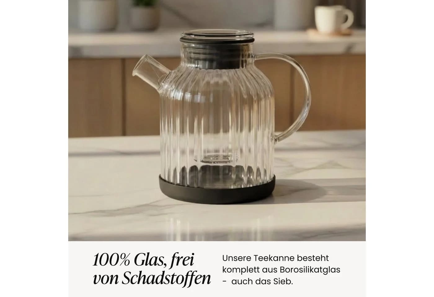 Zoha Glasteekanne mit Sieb 1,5 Liter Borosilikatglas - Bild 3