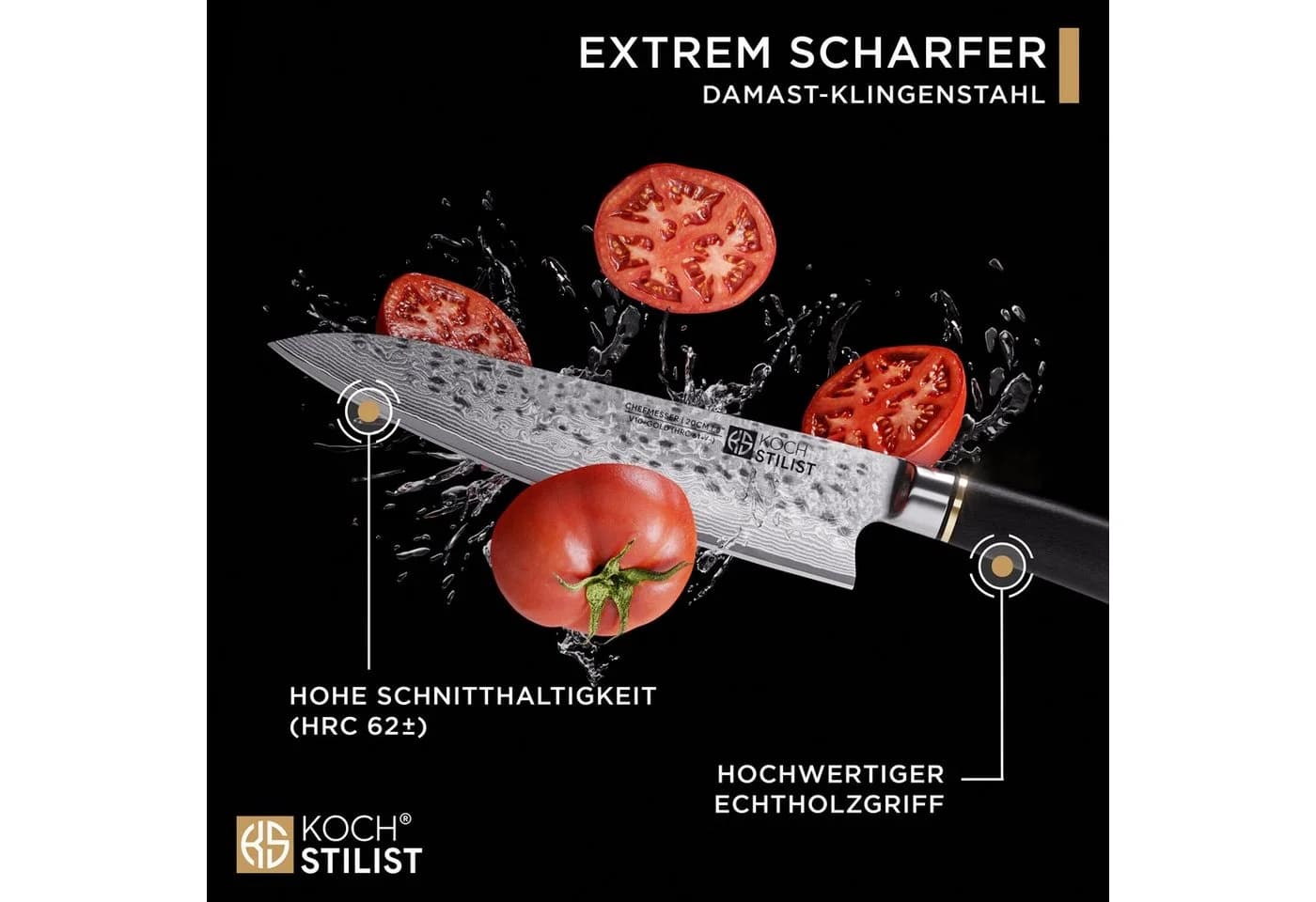 KOCHSTILIST by Kris Wu Damastmesser 67-Lagen Schwarz Holzgriff - Bild 3